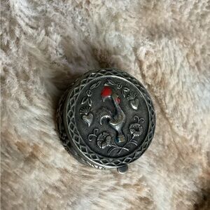 Rare domex Portugal silver tone pill box with  rooster